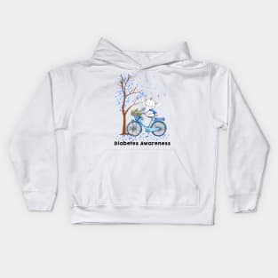 Diabetes awareness Elephant Riding Bicycle Blue Ribbon Diabetes Gifts Kids Hoodie